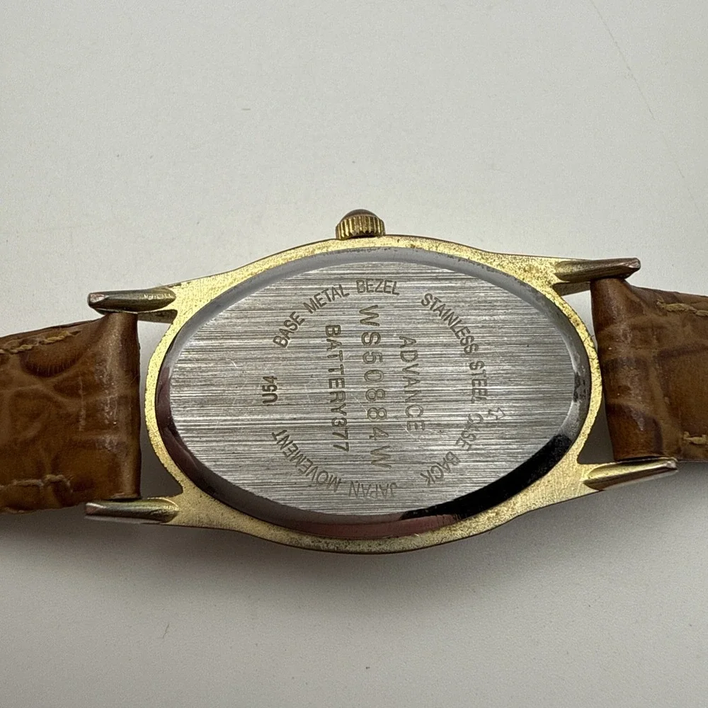 ADVANCE Quartz Wristwatch Silver Tone Oval Mother of Pearl Dial New Battery